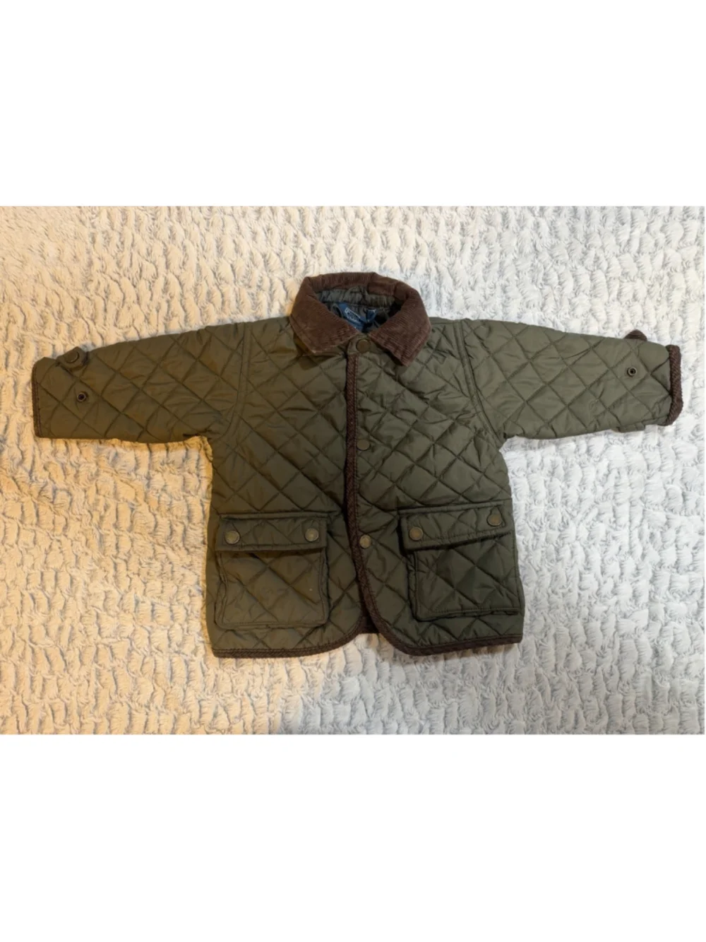 Polo by Ralph Lauren Quilted Jacket Green/Brown 12M Snap Corduroy Collar